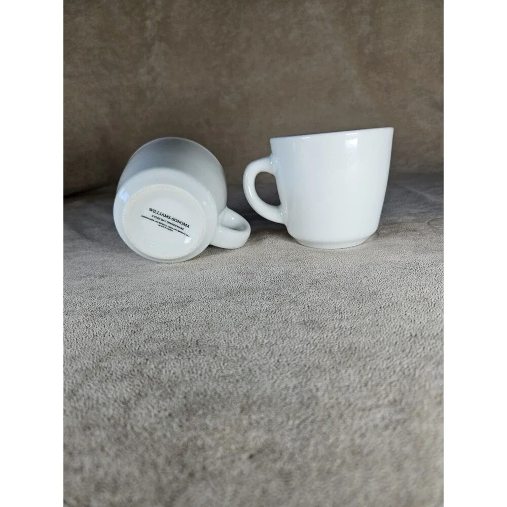 Williams Sonoma Everyday Dinnerware Coffee Mug White Porcelain Pair Of 2